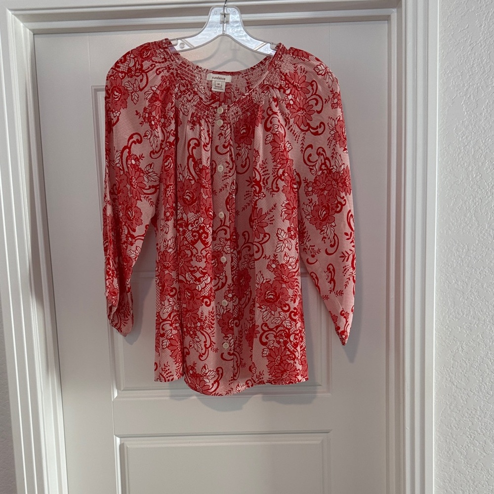 Sundance Red Floral Blouse